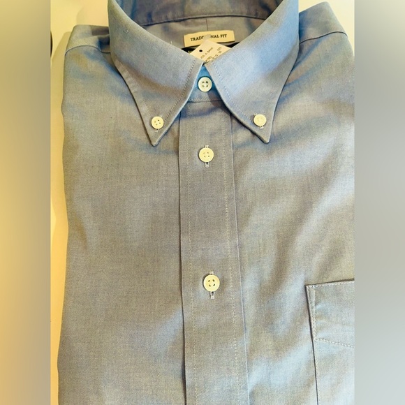 JOSEPH A. BANK Traveler Mens Traditional Fit Dress Shirt Blue 16.5x32 - Picture 7 of 11